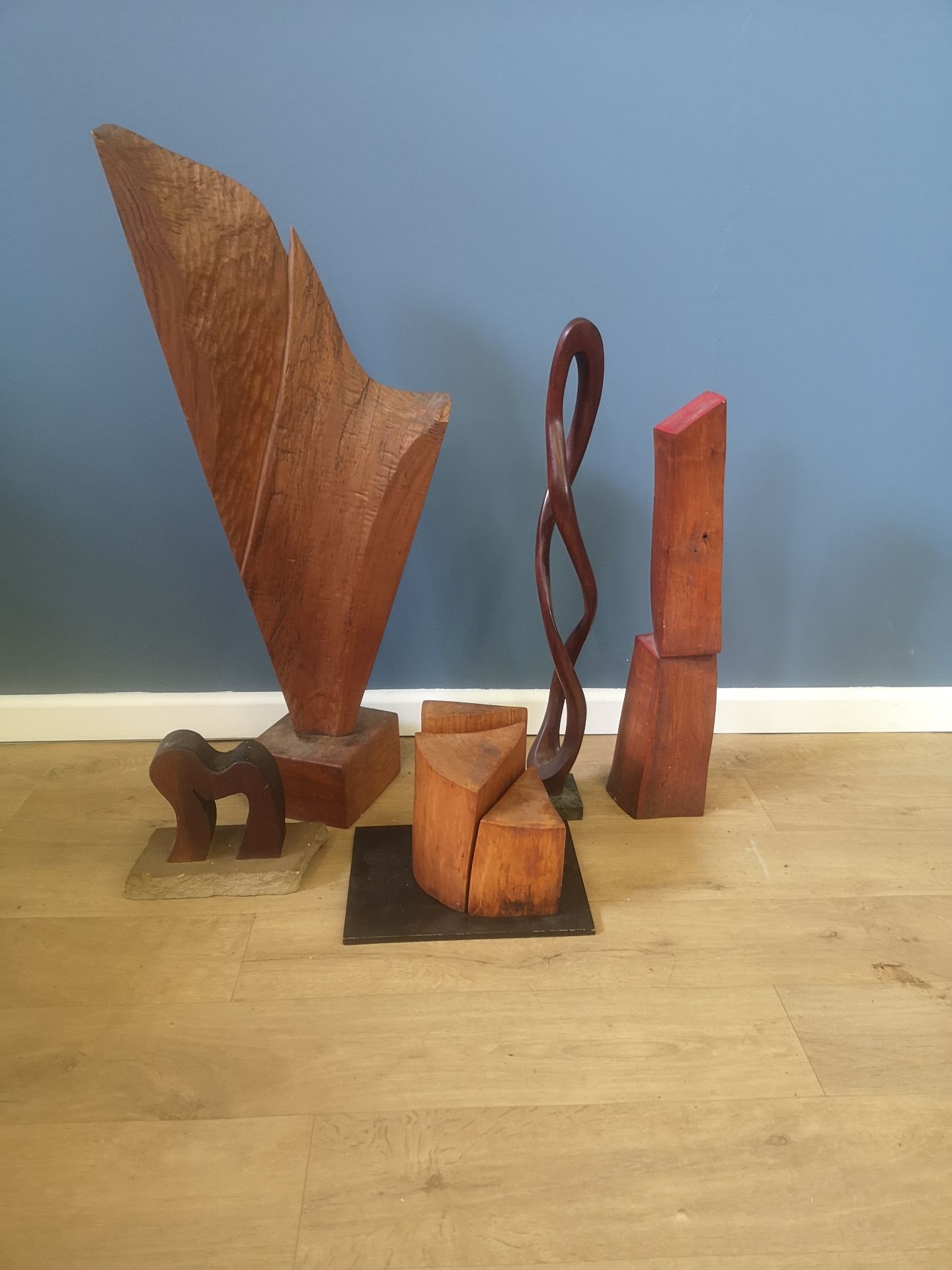 Five abstract wood sculptures - Image 2 of 4
