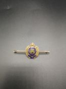 15ct gold Royal Engineers bar brooch