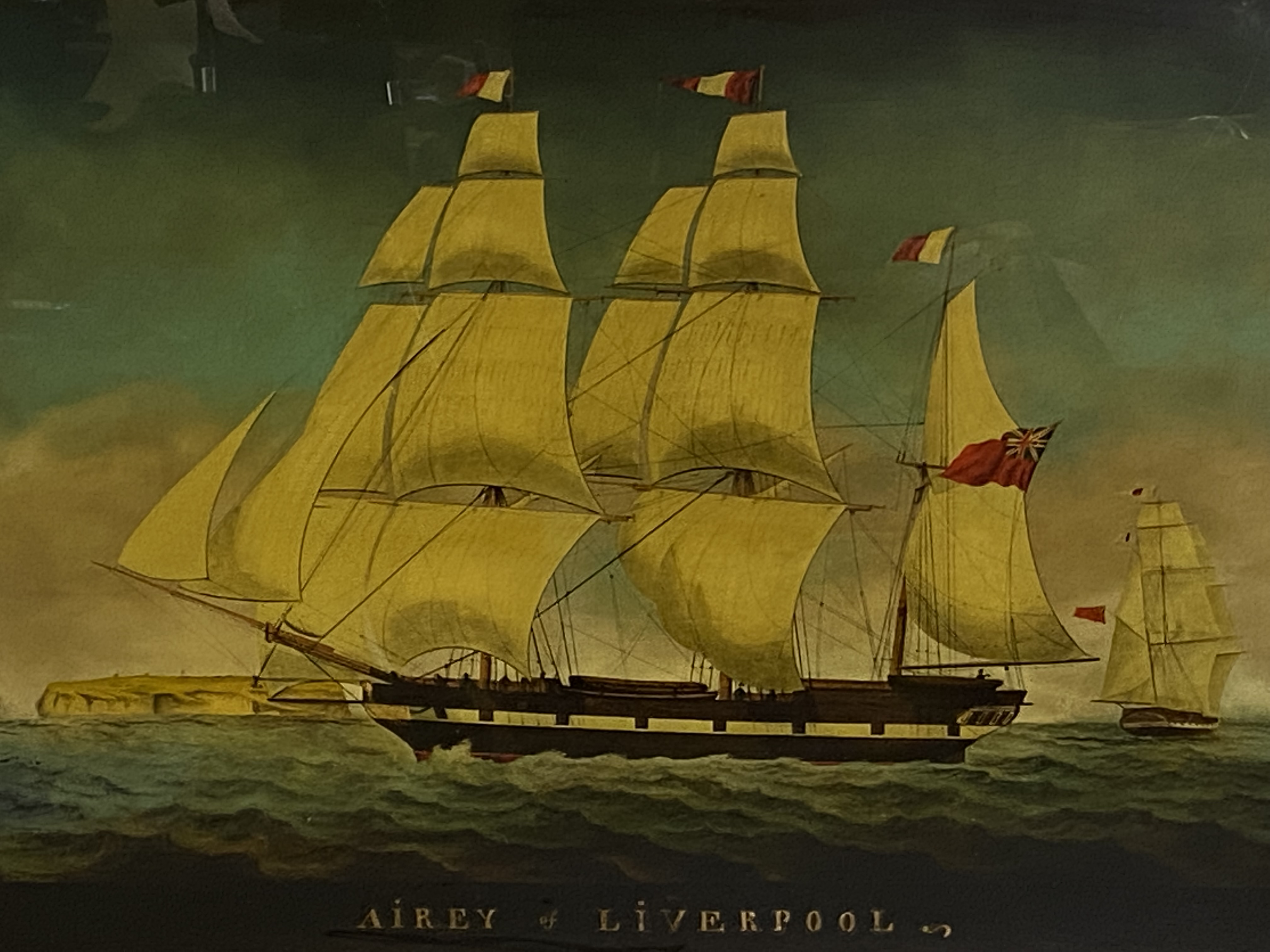 Framed reverse painting of a sailing ship - Image 4 of 4