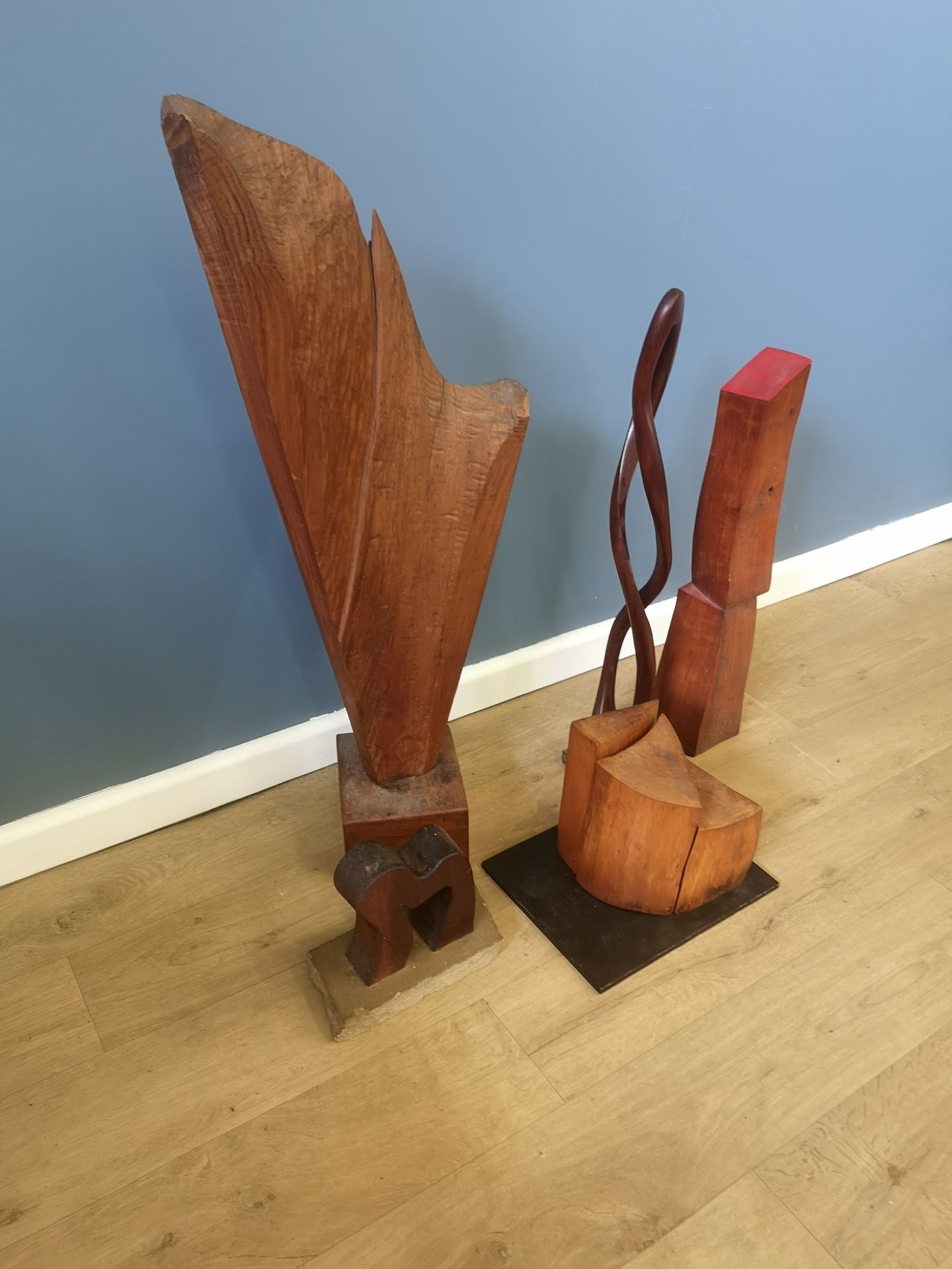 Five abstract wood sculptures - Image 4 of 4