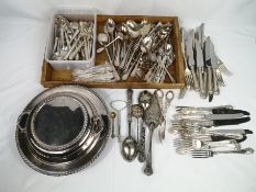 Quantity of silver plate cutlery together with a silver plate entree dish
