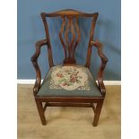 Mahogany open armchair