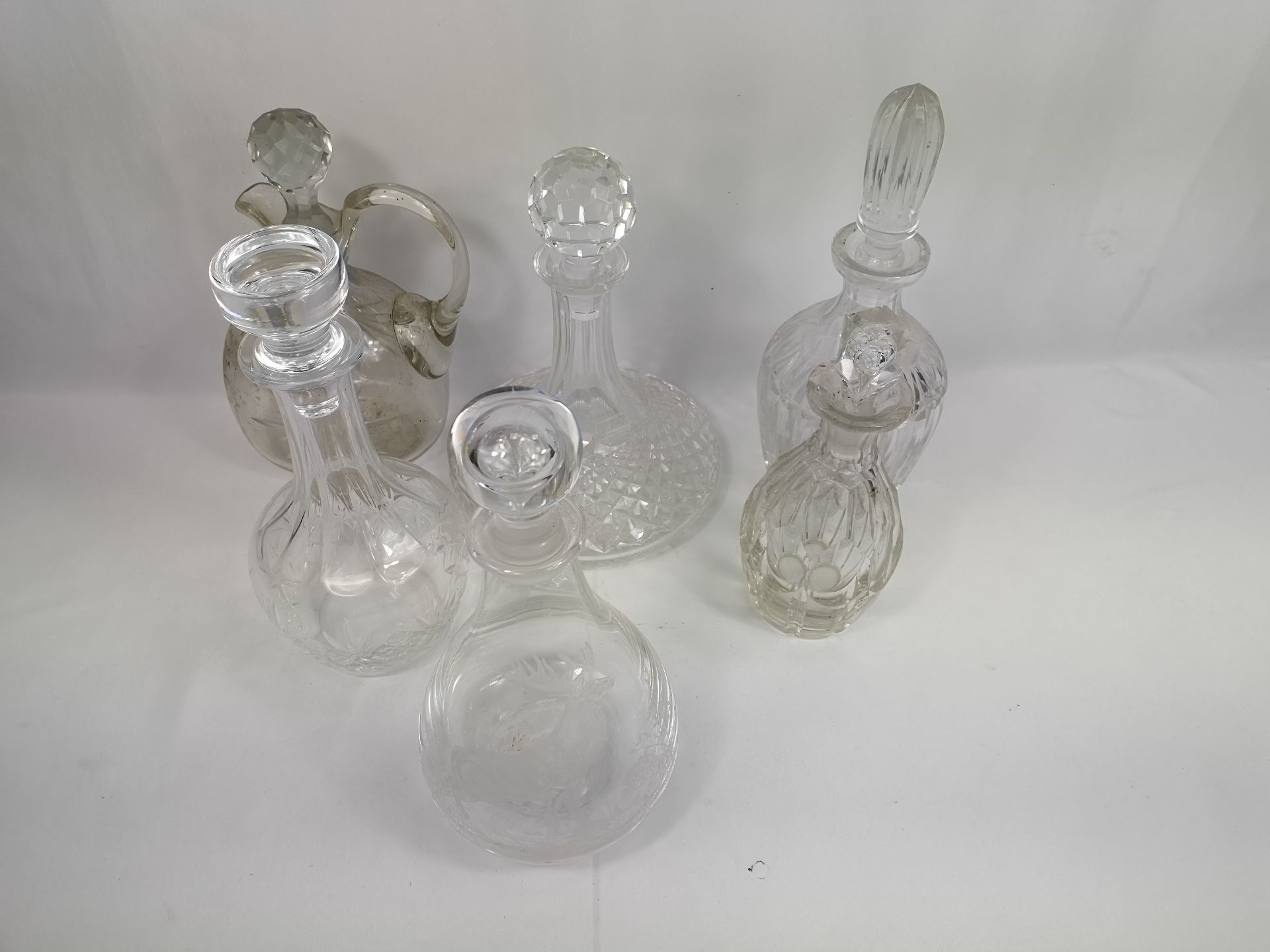 Six glass decanters