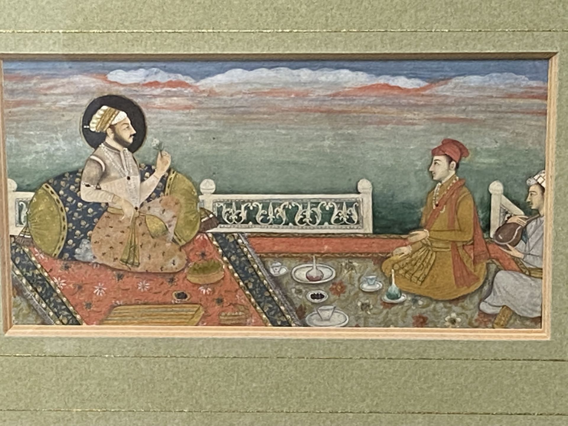 19th century framed and glazed watercolour of Shah Jahan - Image 2 of 5