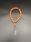 Formed natural butterscotch worry beads