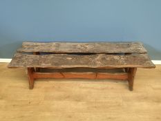 Two pine serpentine edged benches