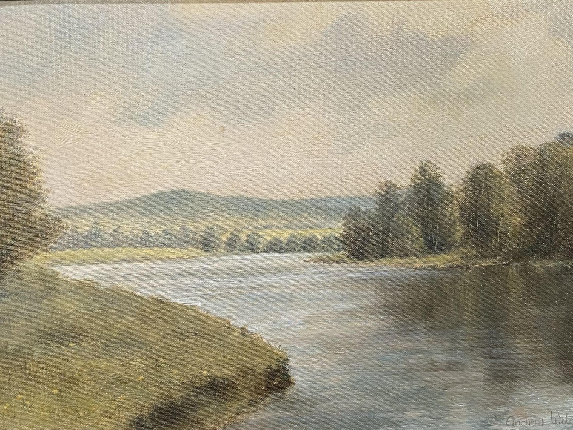 Framed oil on board , the River Spey, Andrew Welch