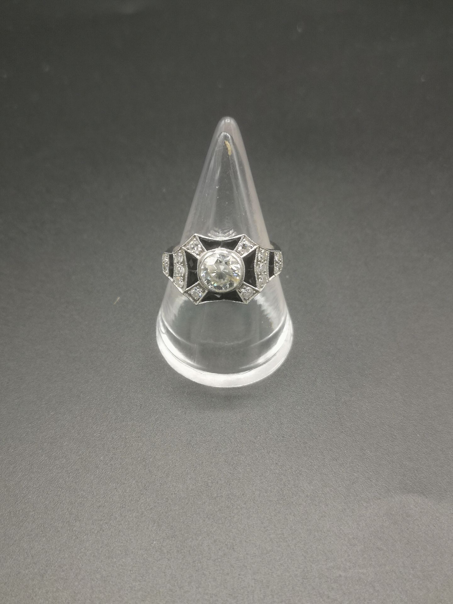 18ct white gold, diamond and black onyx ring - Bild 6 aus 7