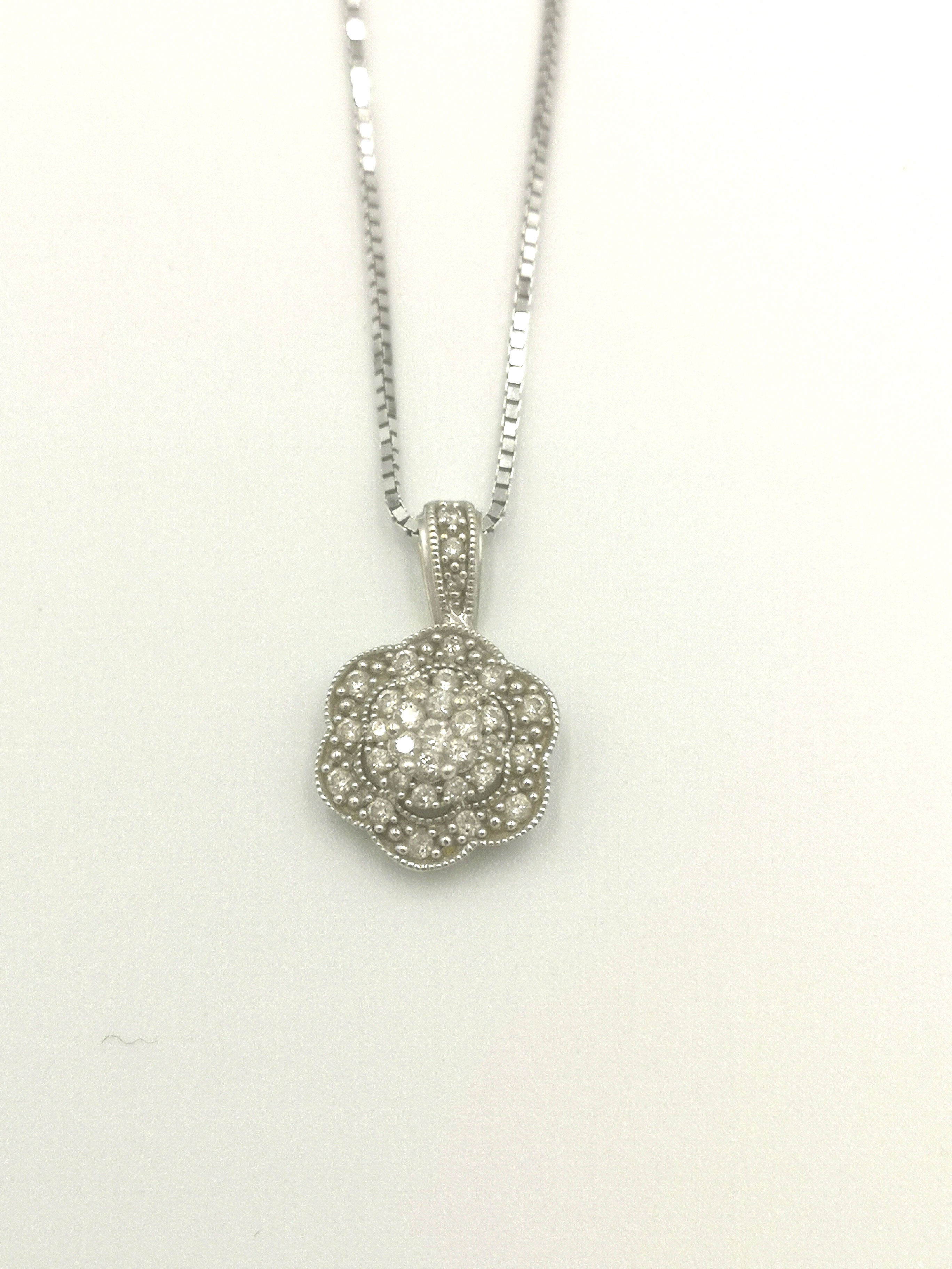 9ct white gold chain and diamond pendant together with a white metal chain - Image 3 of 4