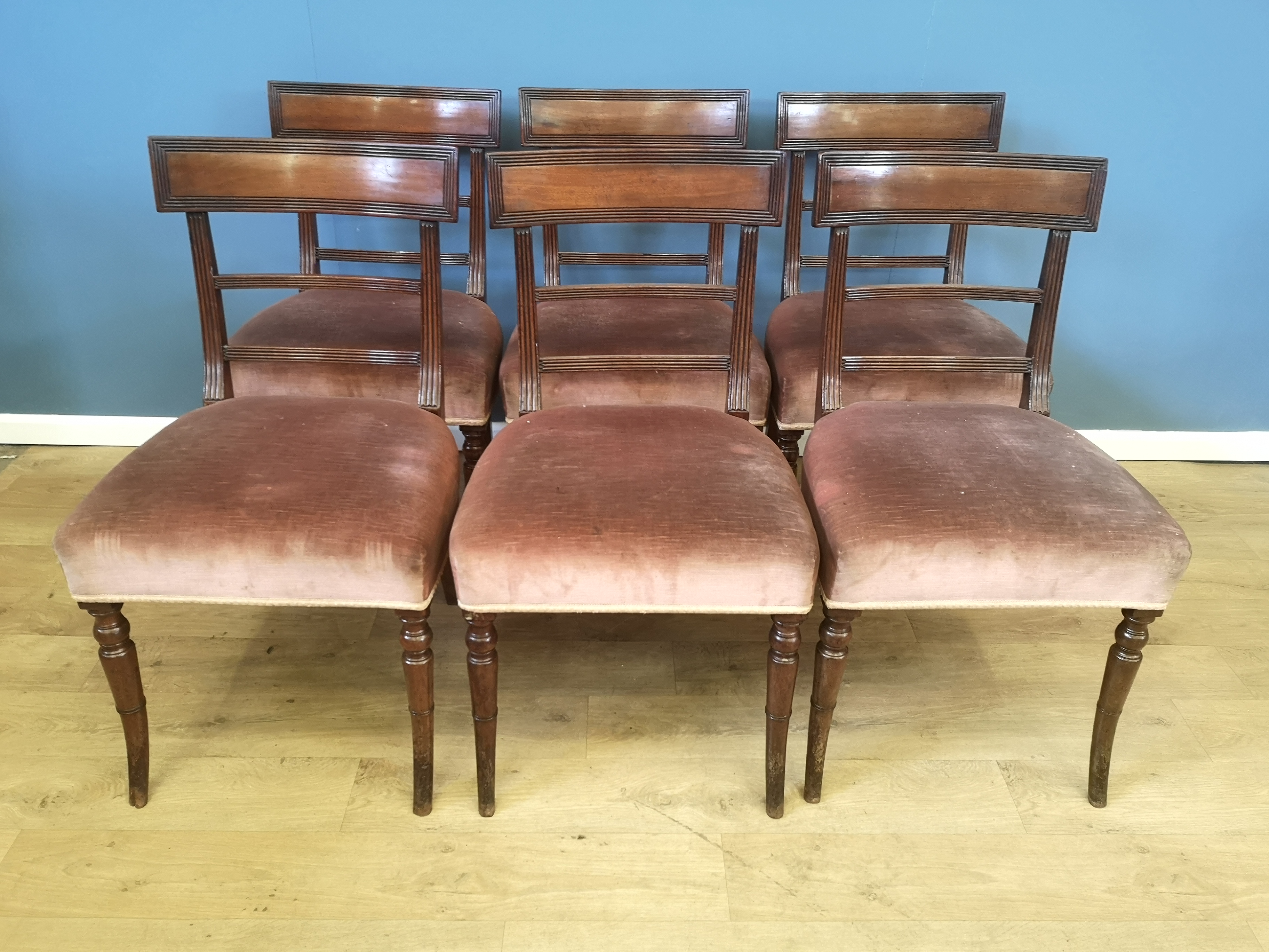 Six Victorian ladderback dining chairs