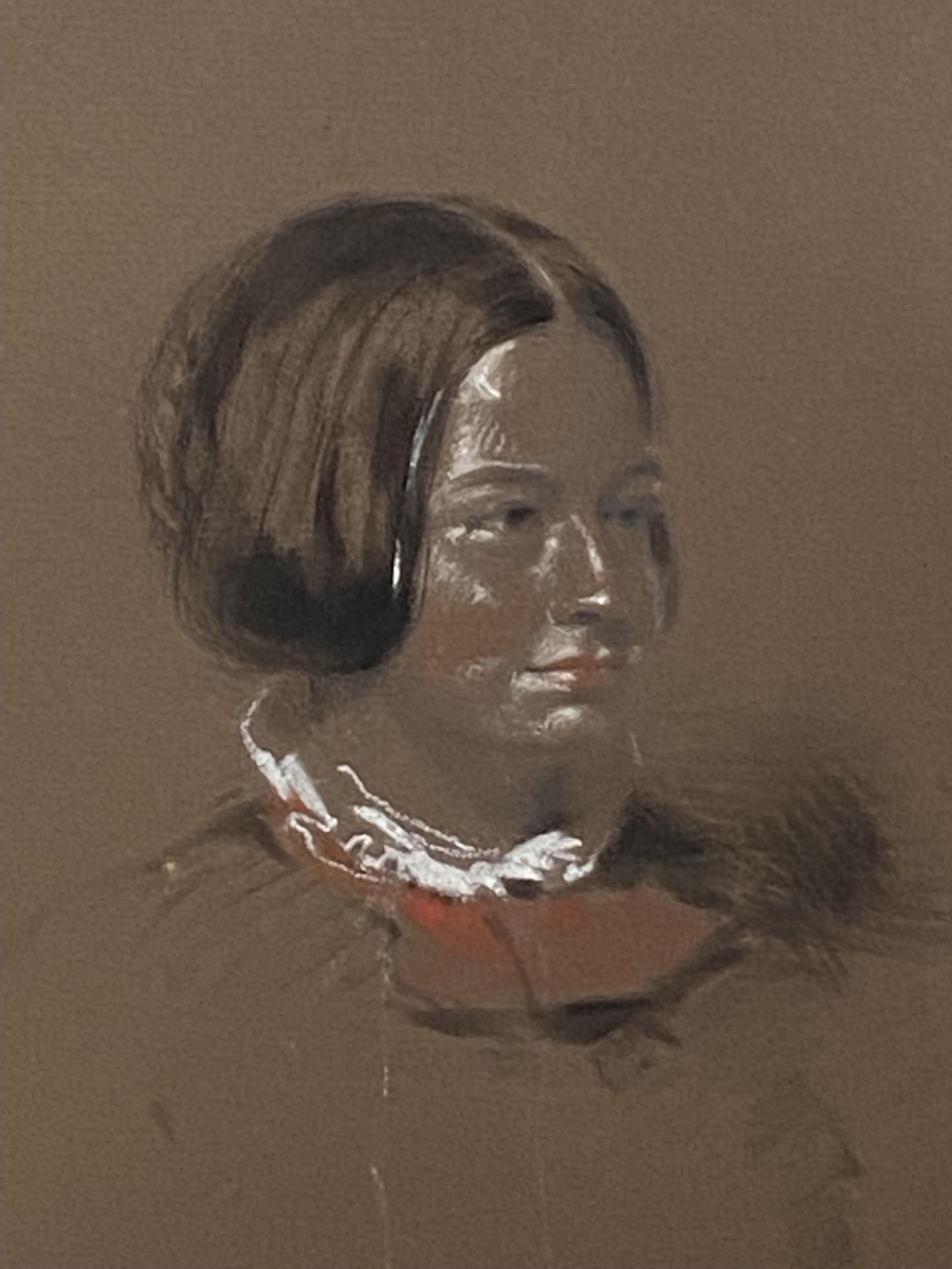 Framed pastel portrait