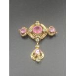 Victorian foiled pink topaz brooch