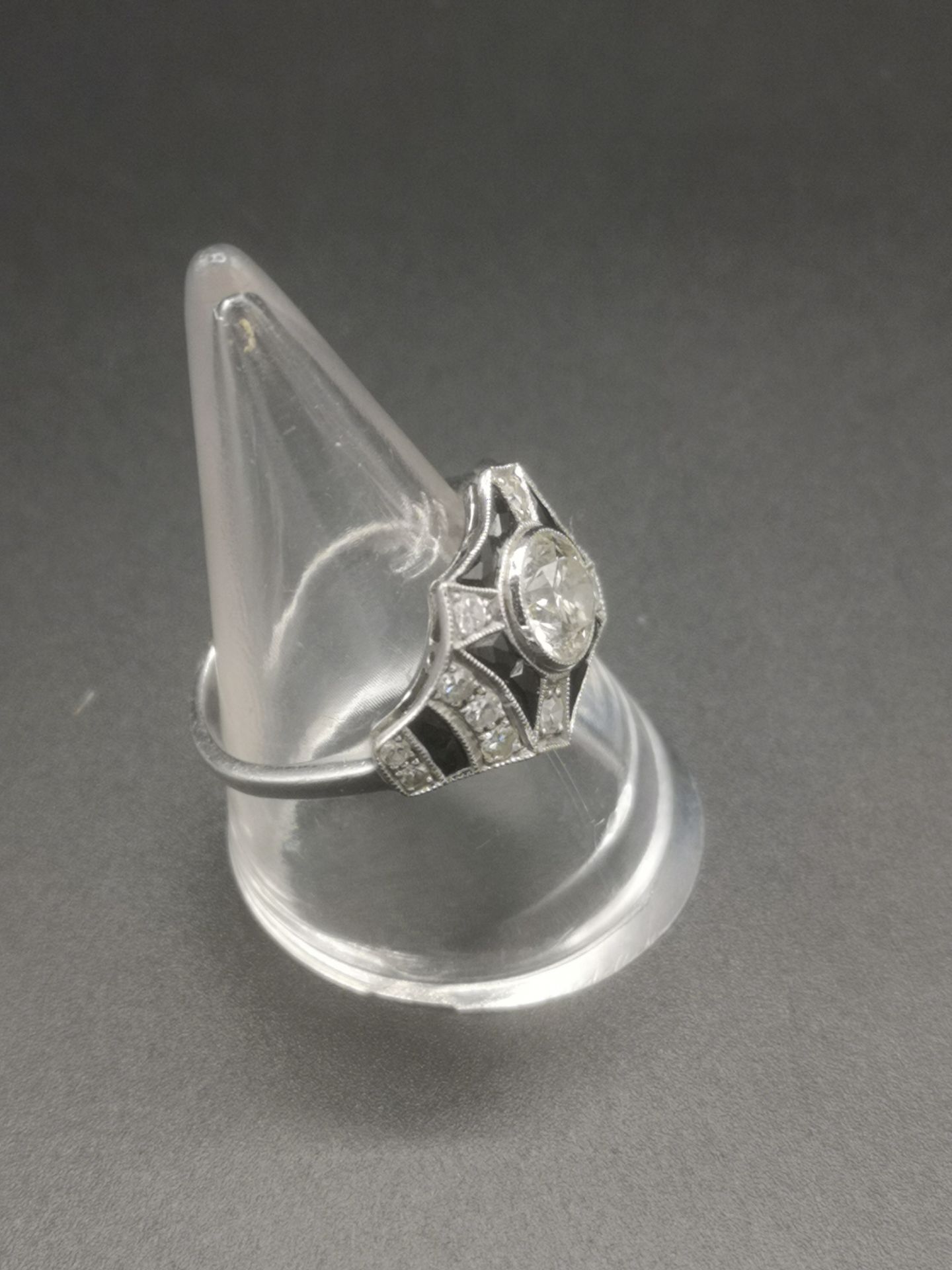 18ct white gold, diamond and black onyx ring - Image 3 of 7