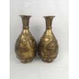 Pair of 19th century bronze oriental vases