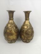 Pair of 19th century bronze oriental vases