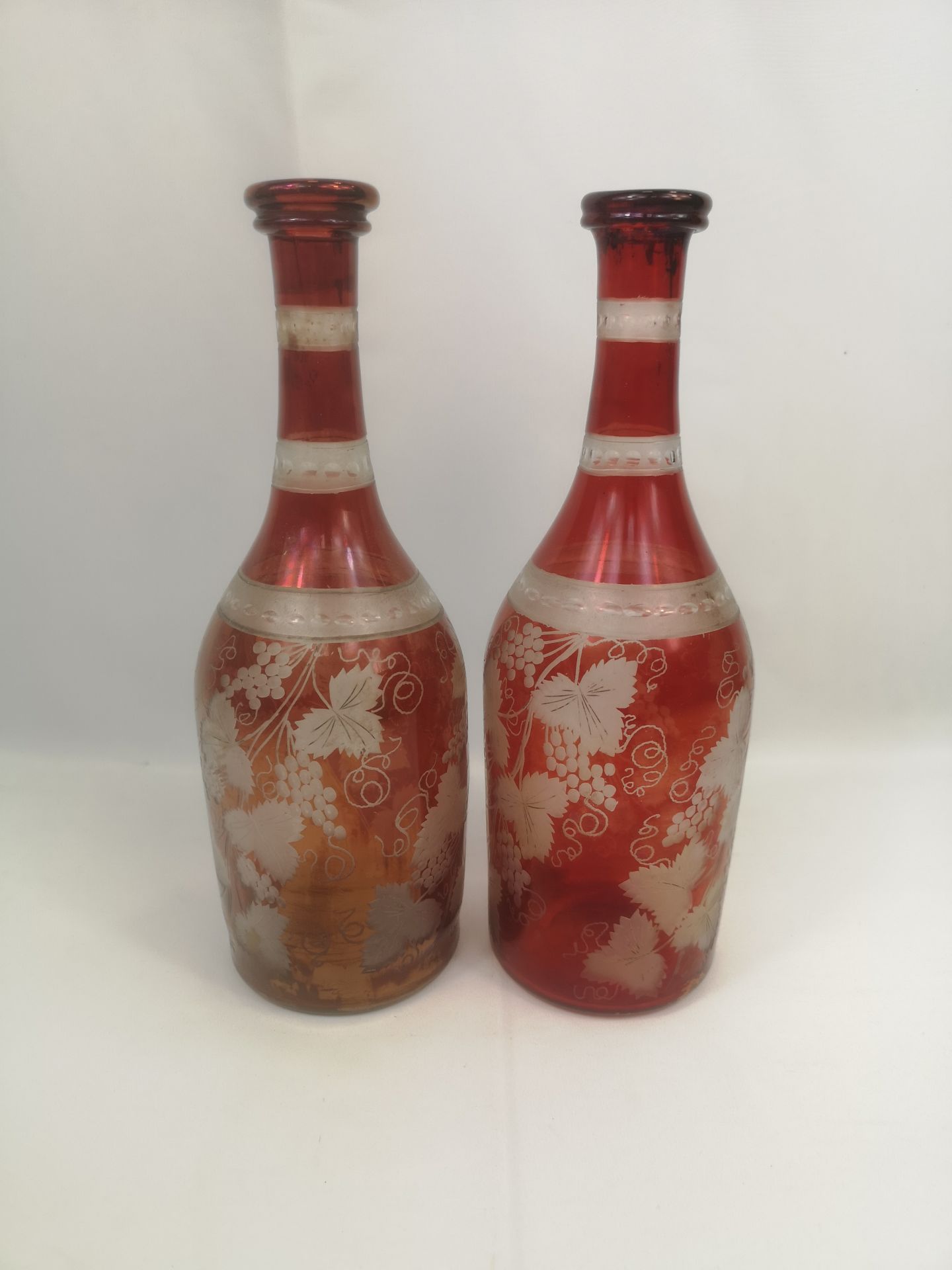 Two Bohemian red glass decanters - Image 6 of 6