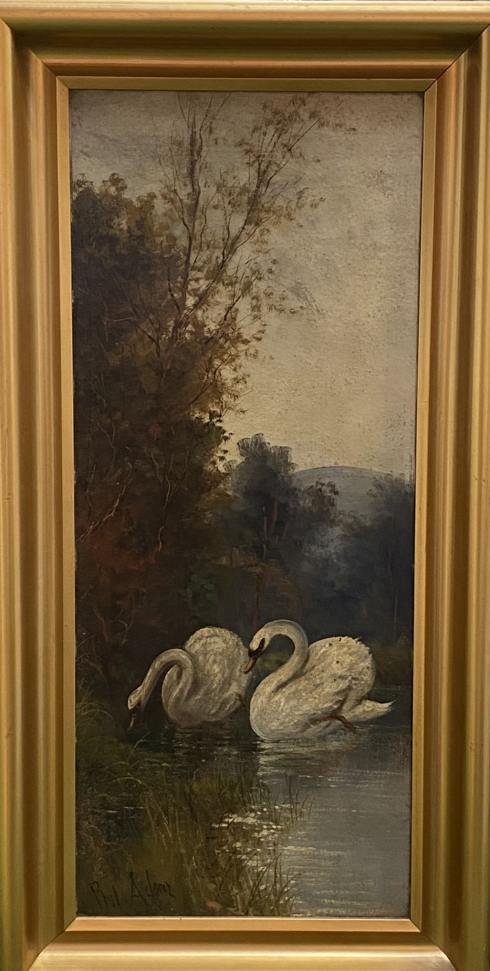 Two framed oils of swans, signed Phil Adams - Image 4 of 7