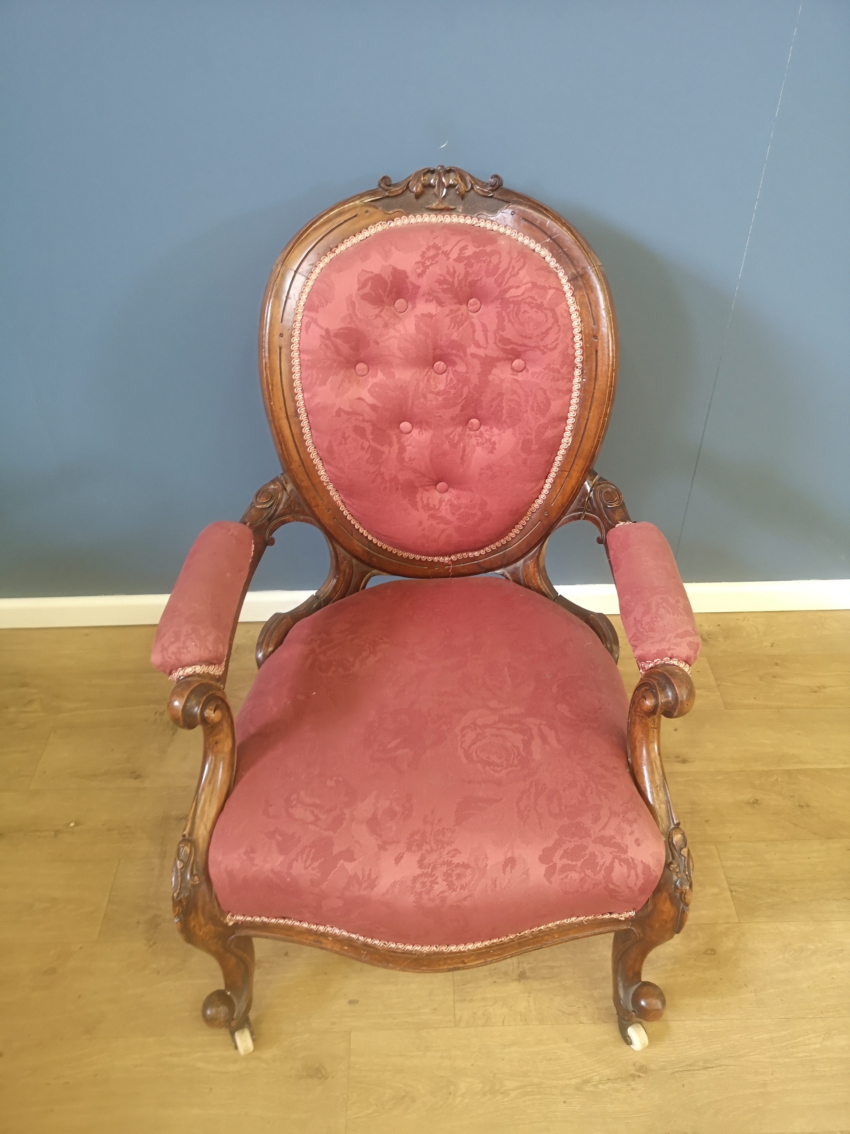 Victorian mahogany open armchair - Image 2 of 4