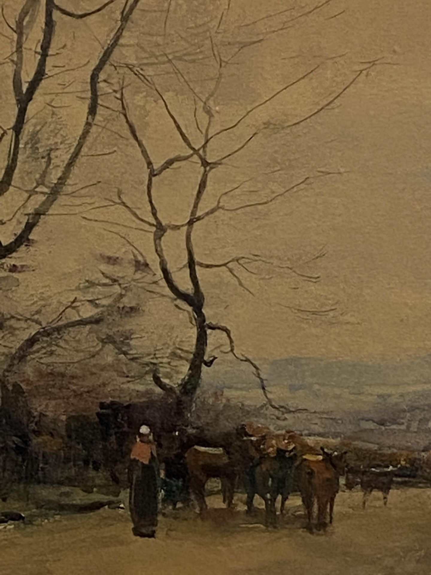 Framed and glazed watercolour of cattle - Bild 3 aus 5