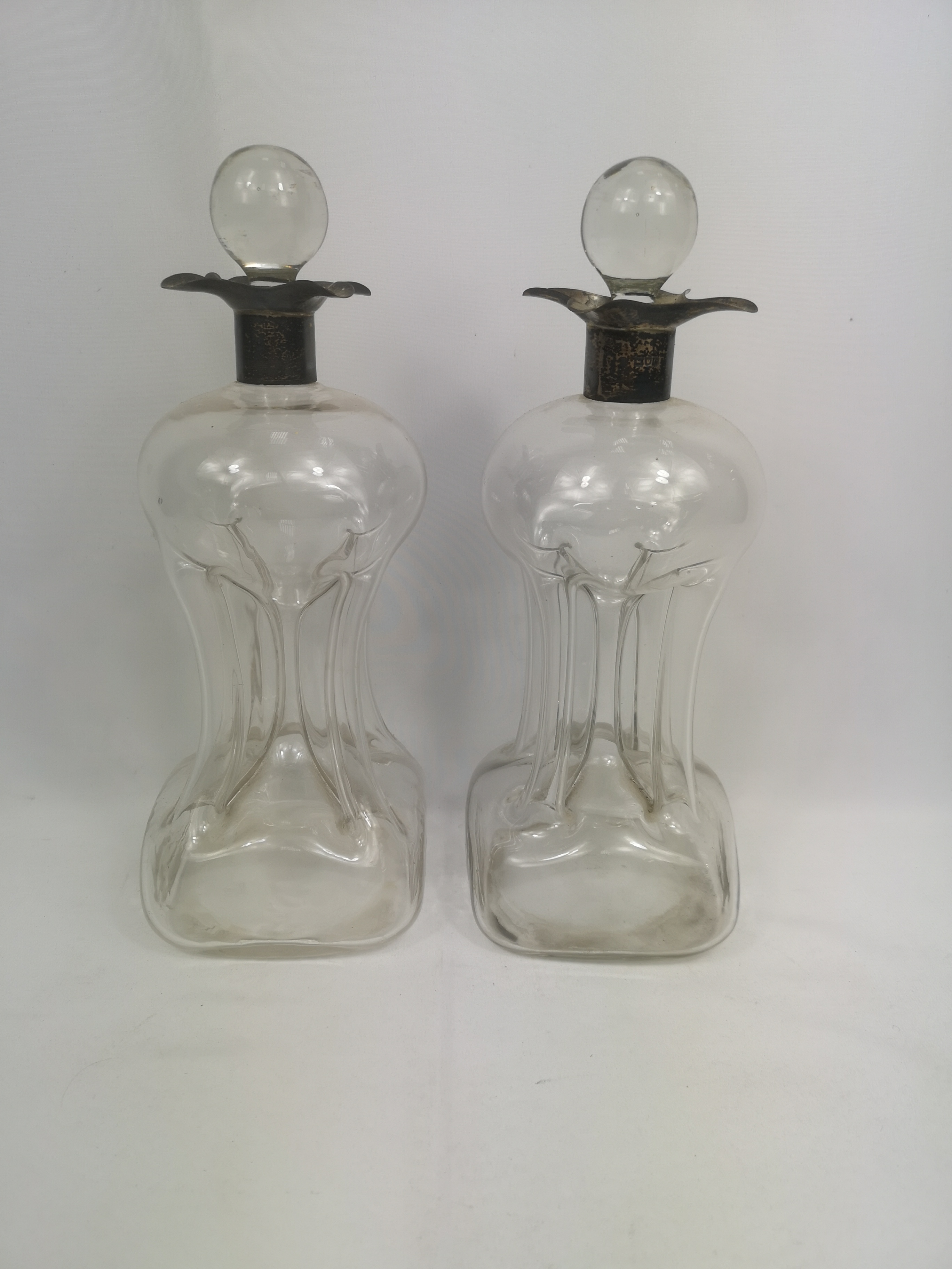 Pair of Victorian glass 'glug glug' decanters