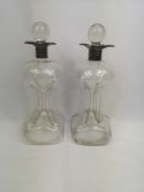 Pair of Victorian glass 'glug glug' decanters