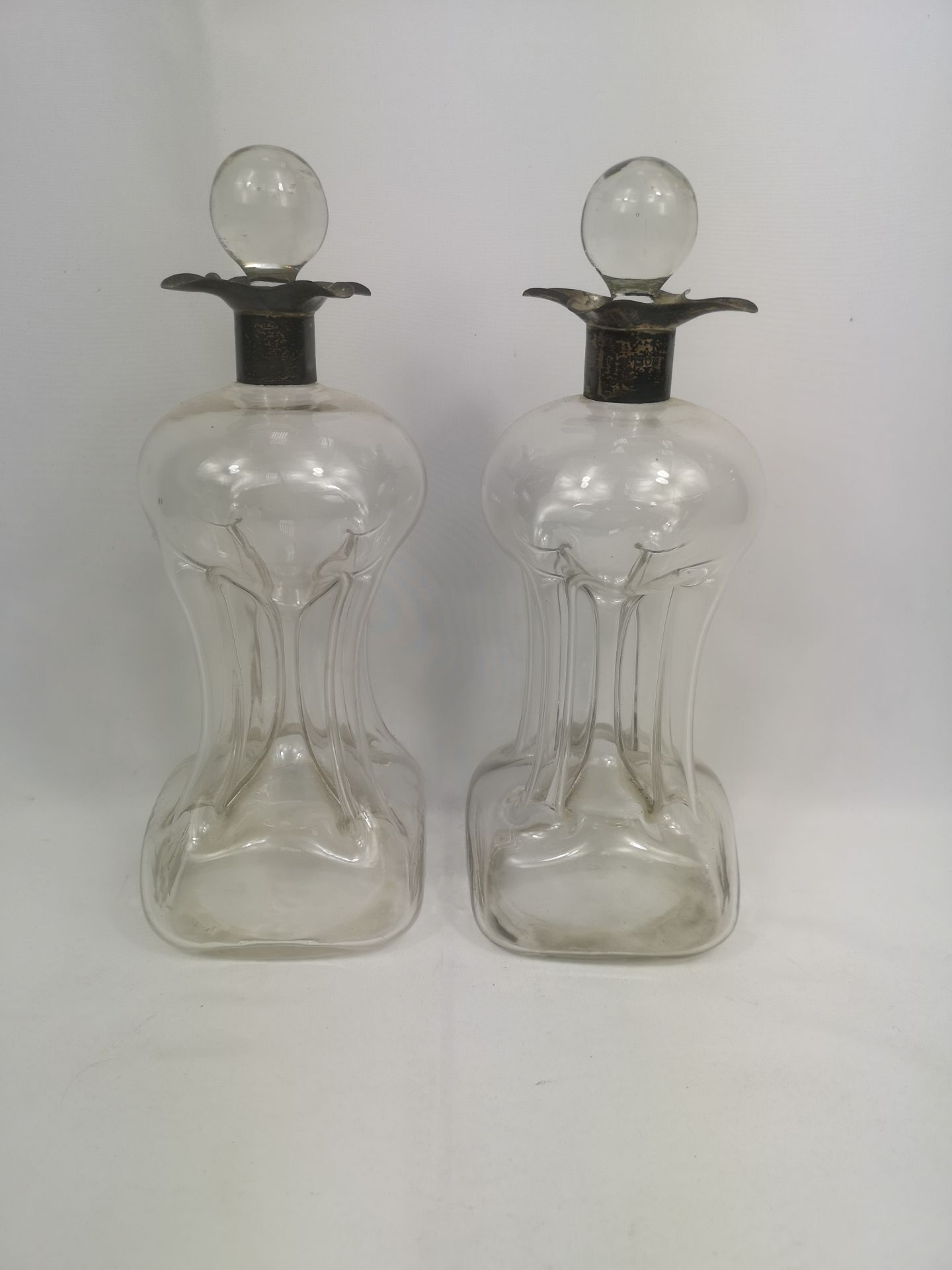 Pair of Victorian glass 'glug glug' decanters