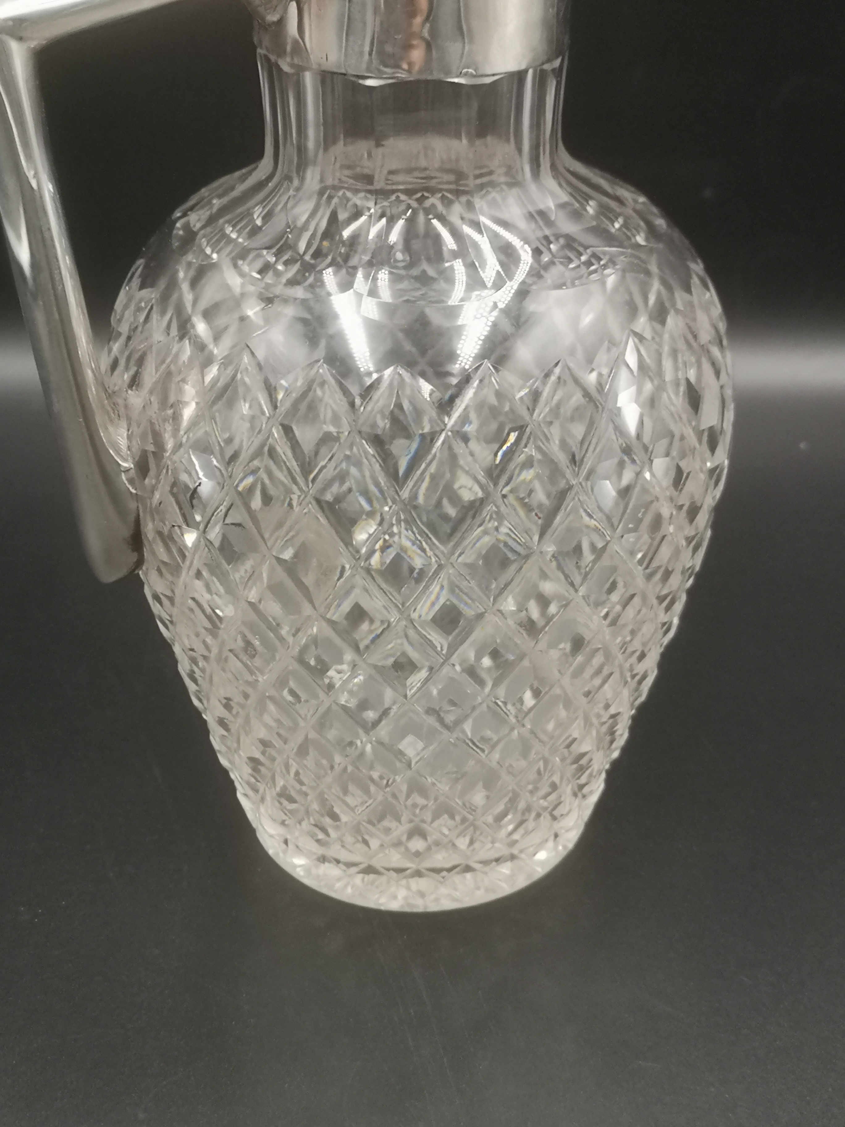 Walker and Hall cut glass and silver claret jug. - Image 4 of 4