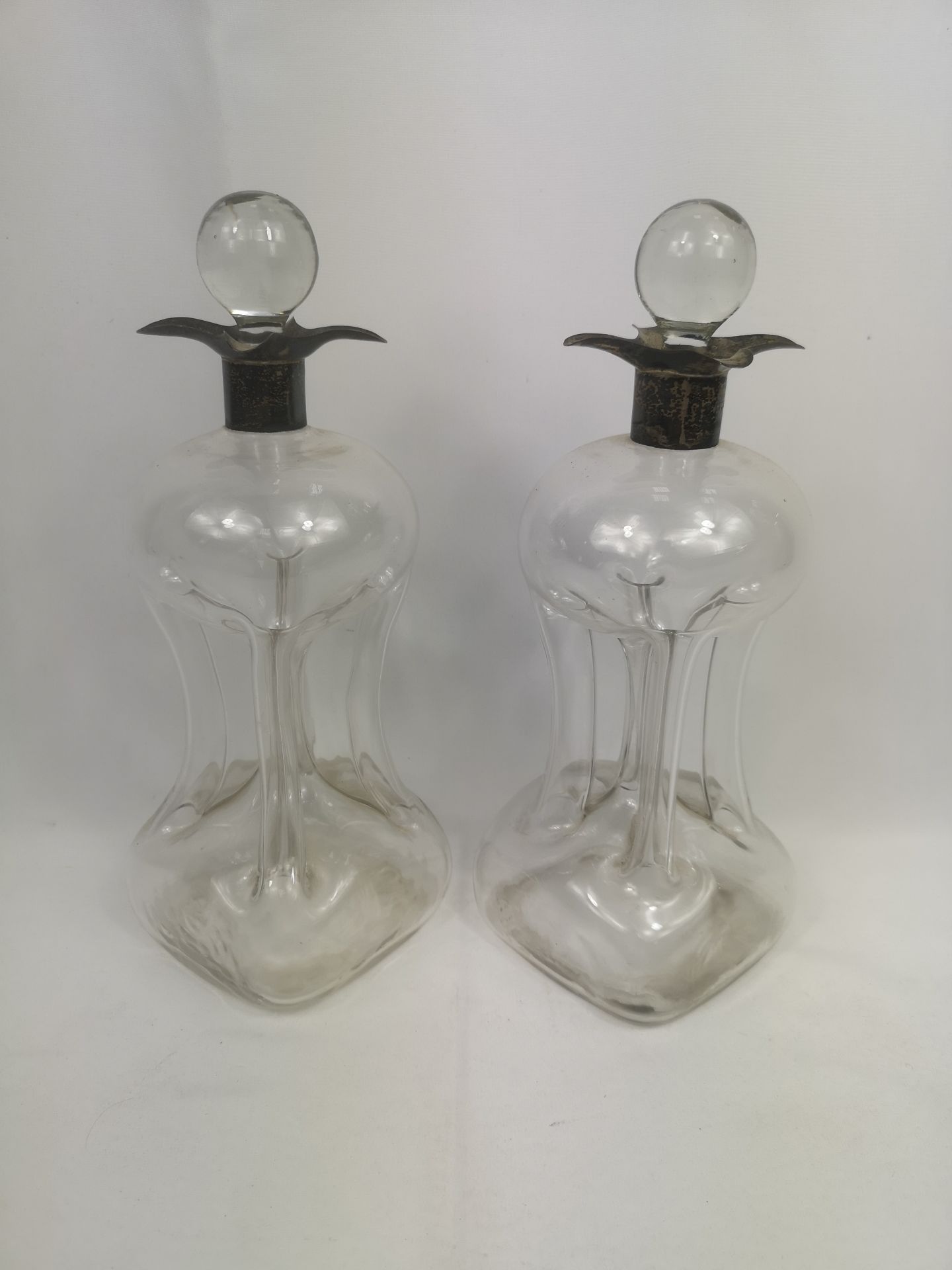 Pair of Victorian glass 'glug glug' decanters - Image 2 of 3