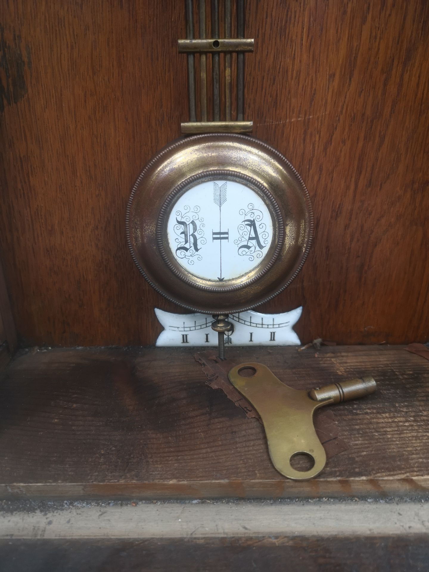 19th century oak cased wall clock - Image 4 of 6