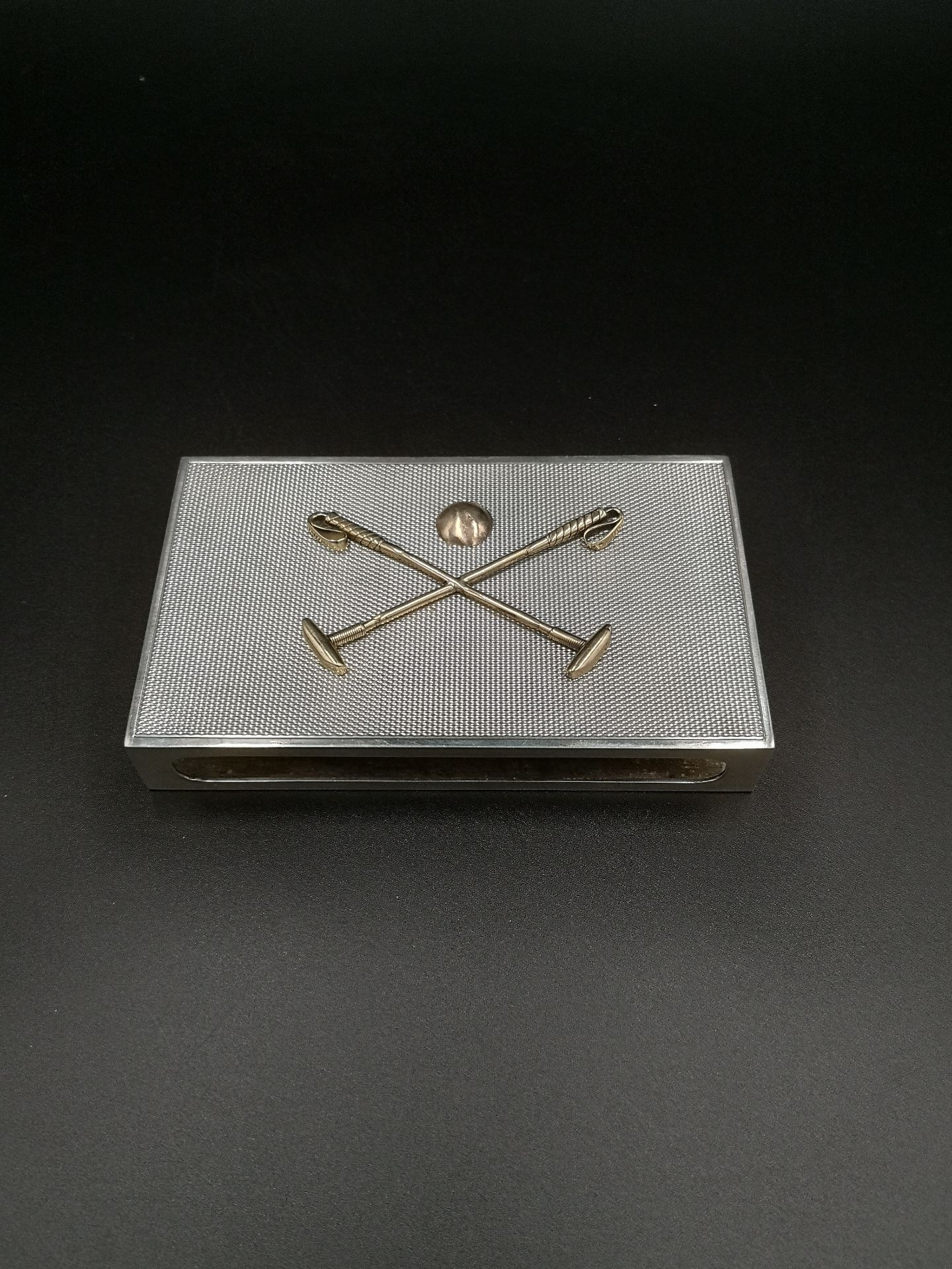 Asprey silver matchbox holder with gold detailing
