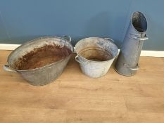 Two galvanised pails and a coal scuttle