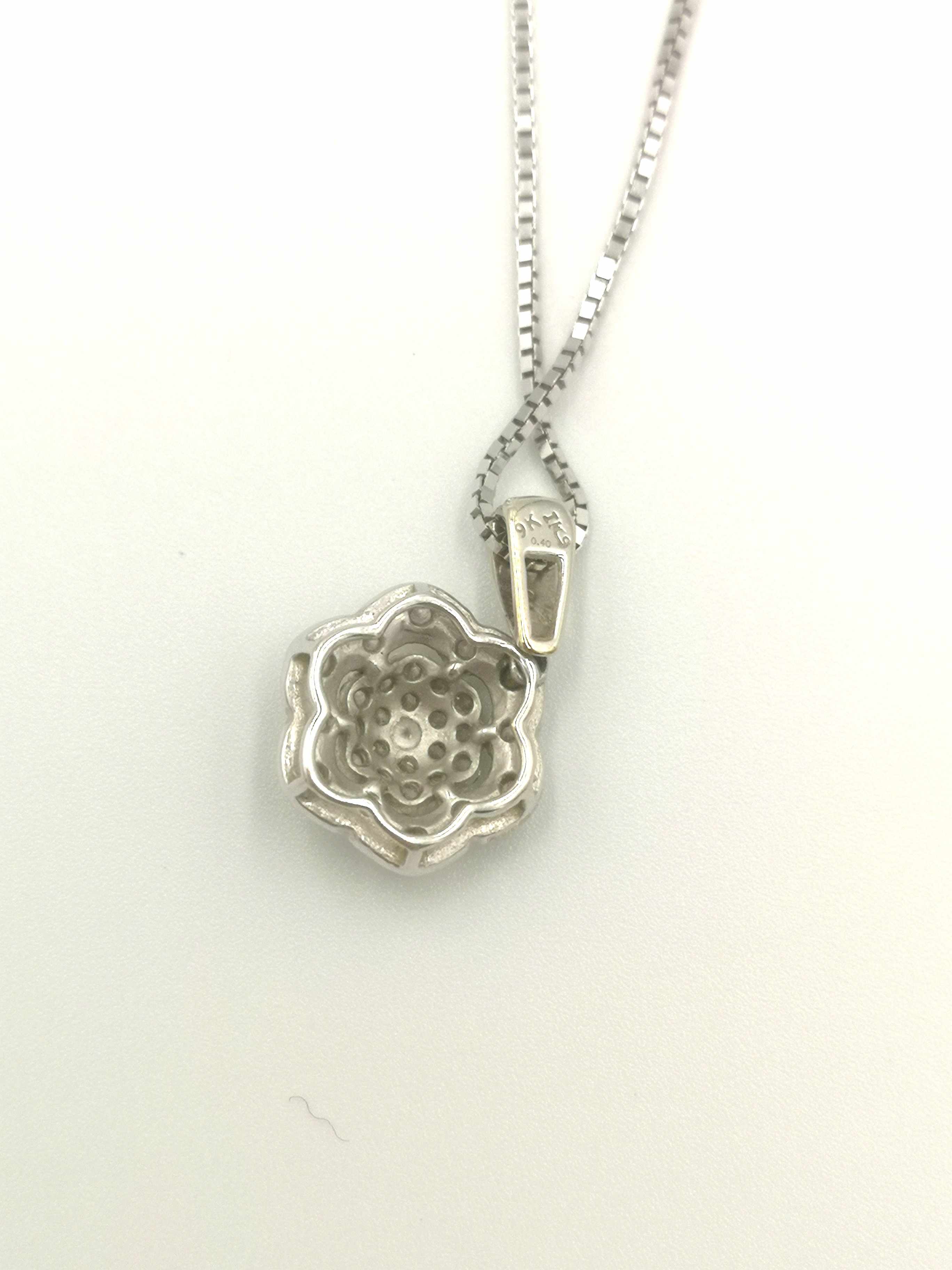 9ct white gold chain and diamond pendant together with a white metal chain - Image 4 of 4