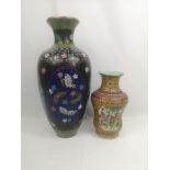 Cloisonne vase together with an Oriental vase