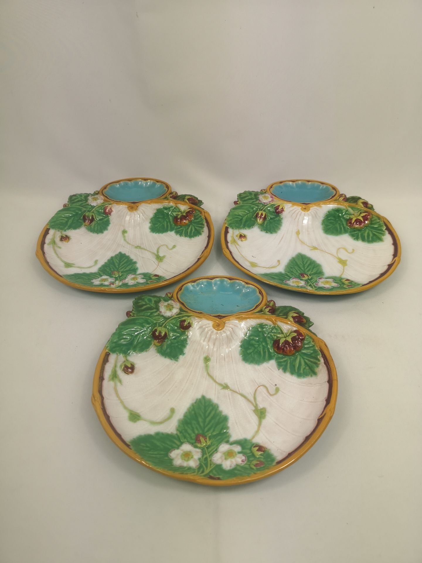Three Victorian Minton majolica serving dishes