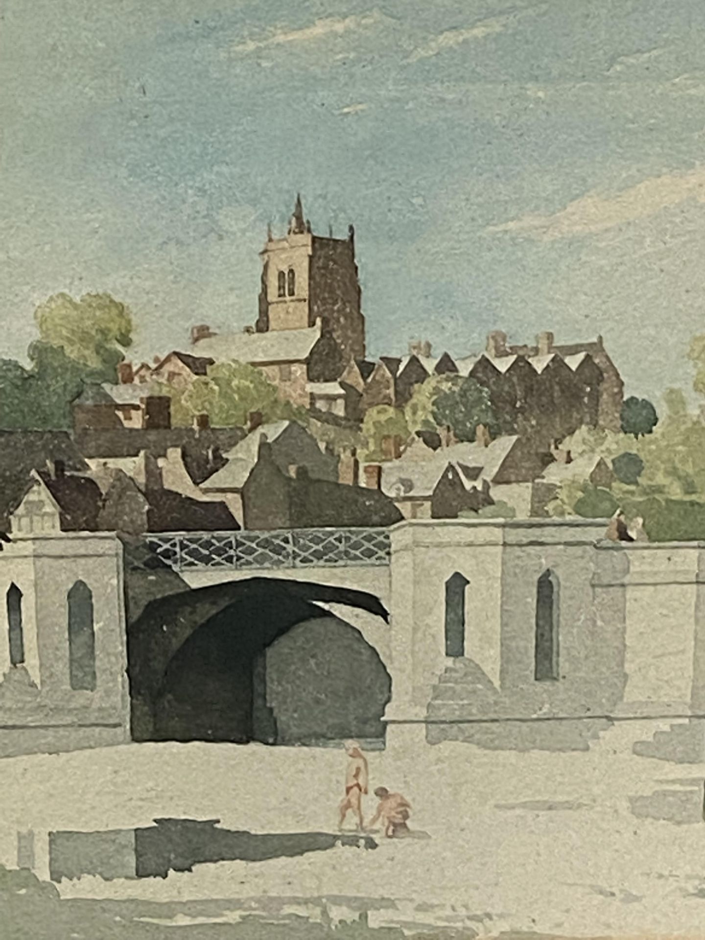 Framed and glazed watercolour of Bridgnorth - Image 4 of 4