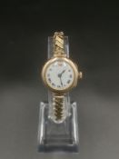 Ladies wrist watch with enamel face