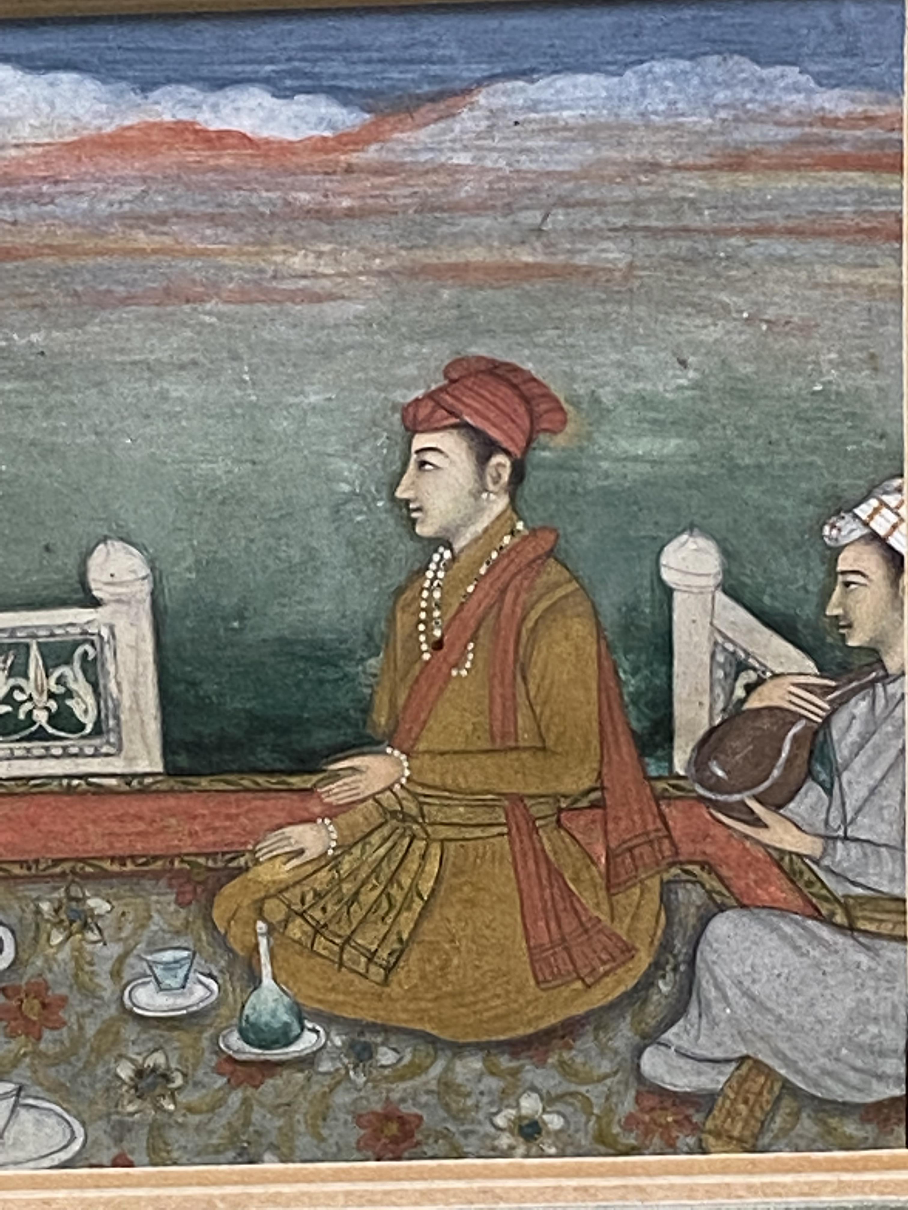 19th century framed and glazed watercolour of Shah Jahan - Image 4 of 5