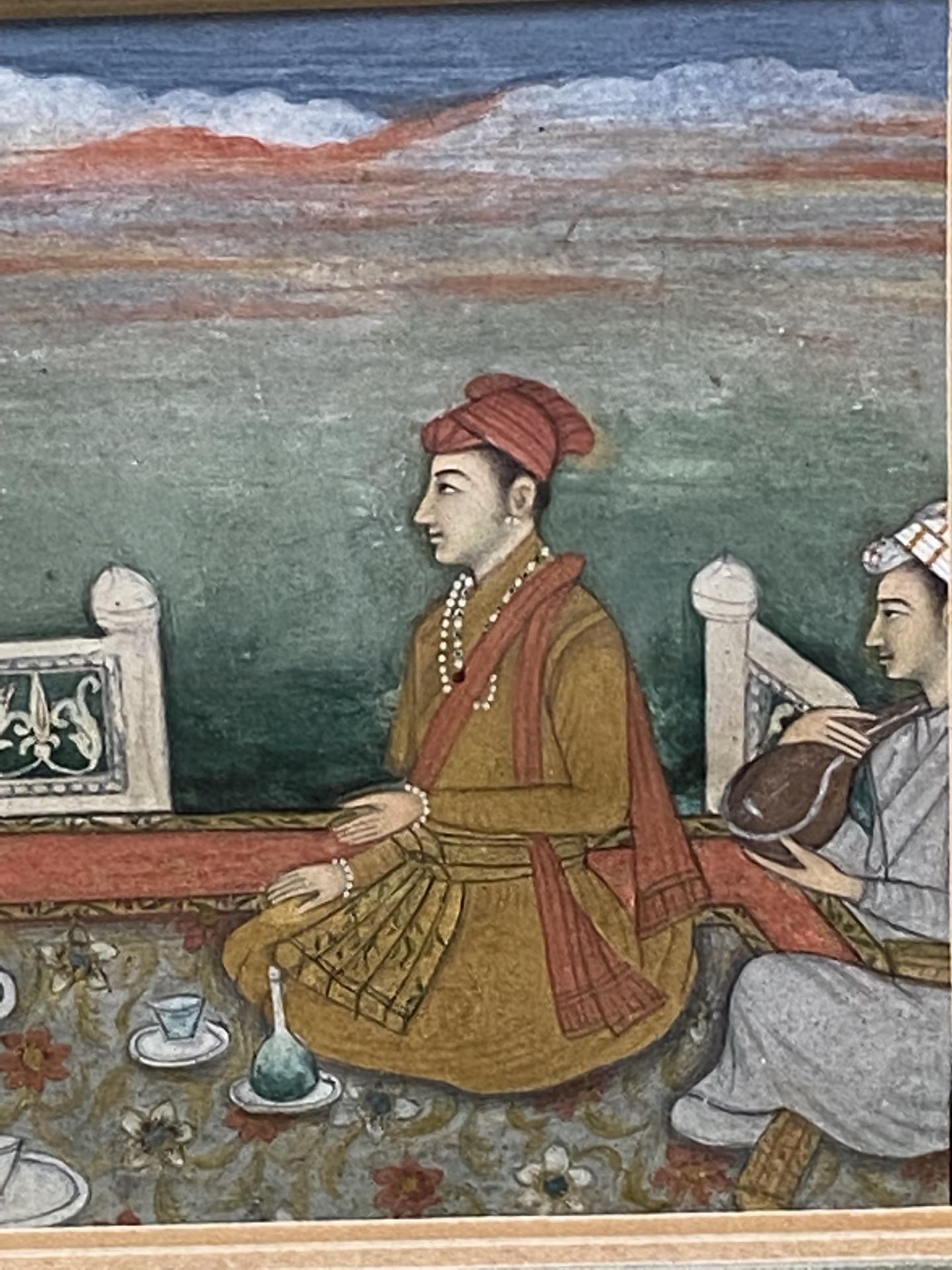 19th century framed and glazed watercolour of Shah Jahan - Image 4 of 5