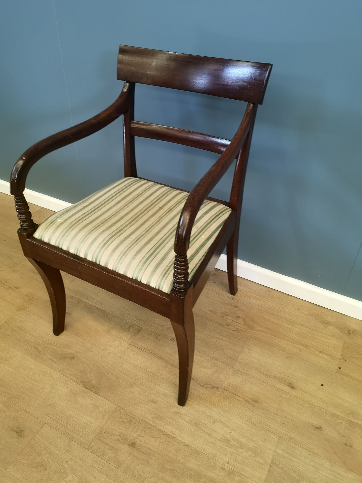 Two mahogany open arm chairs - Image 3 of 5