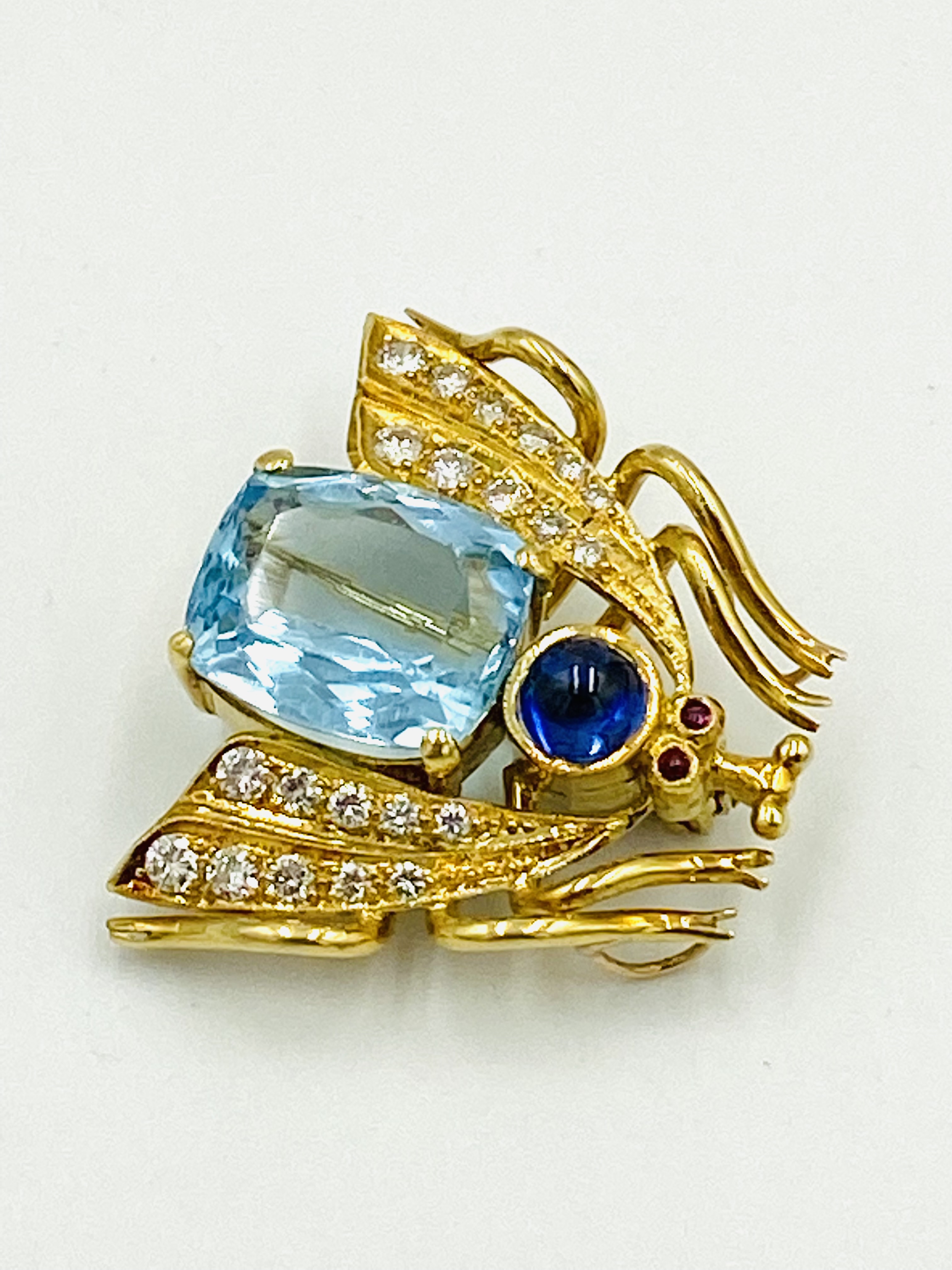 18ct gold gem set brooch - Image 2 of 6