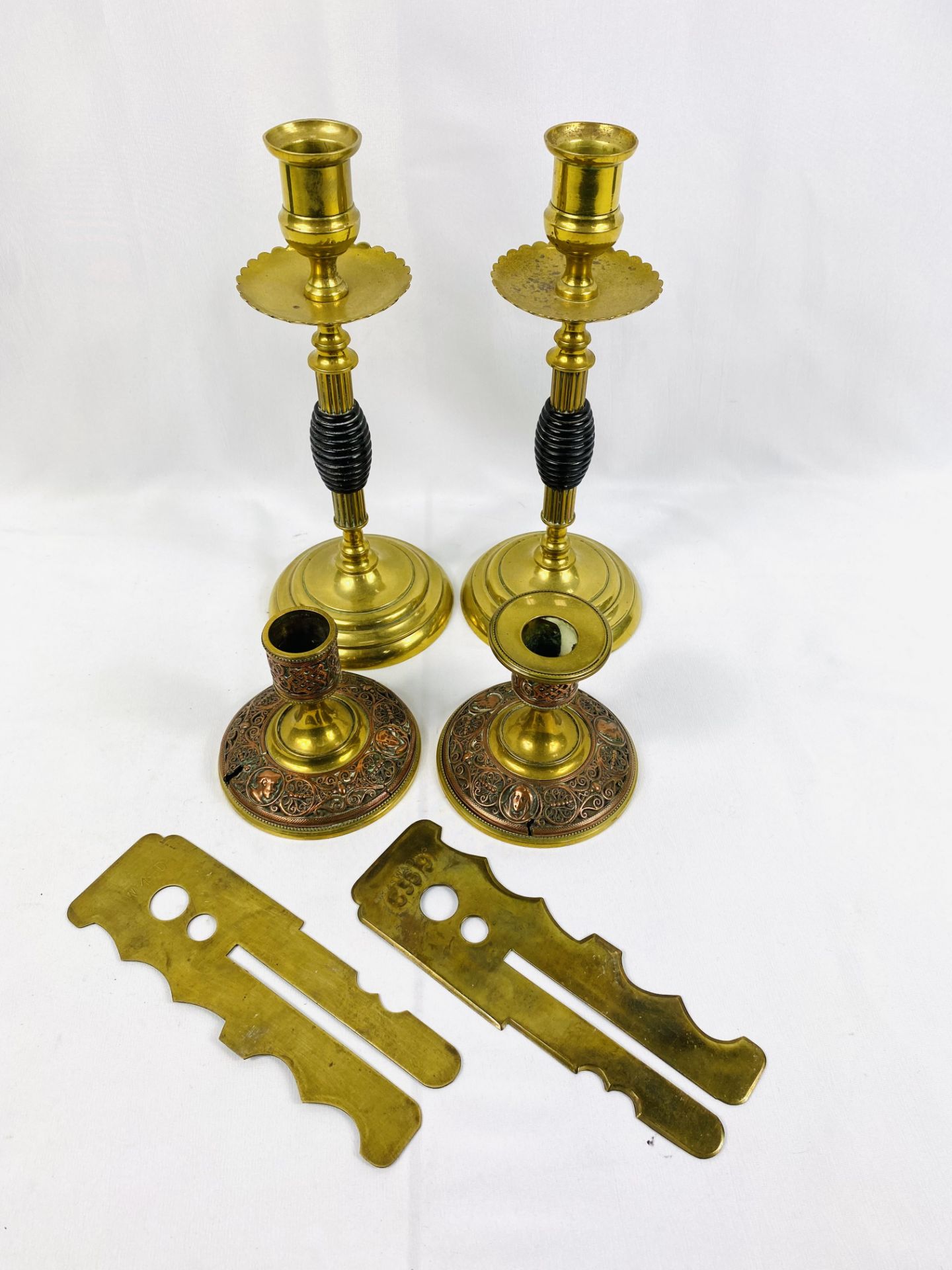 Pair of brass candlesticks and other items - Image 3 of 4