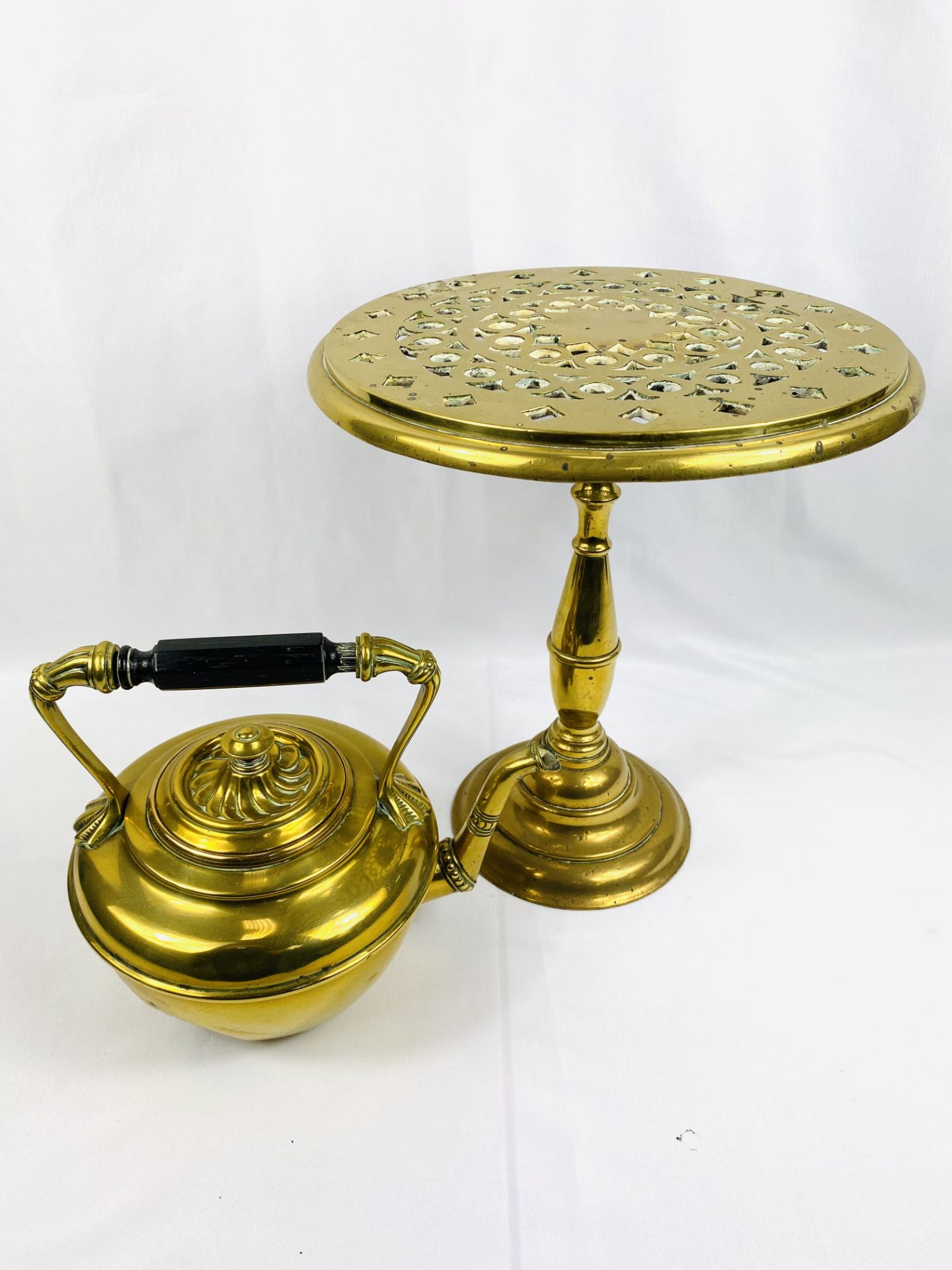 Brass kettle stand with brass kettle