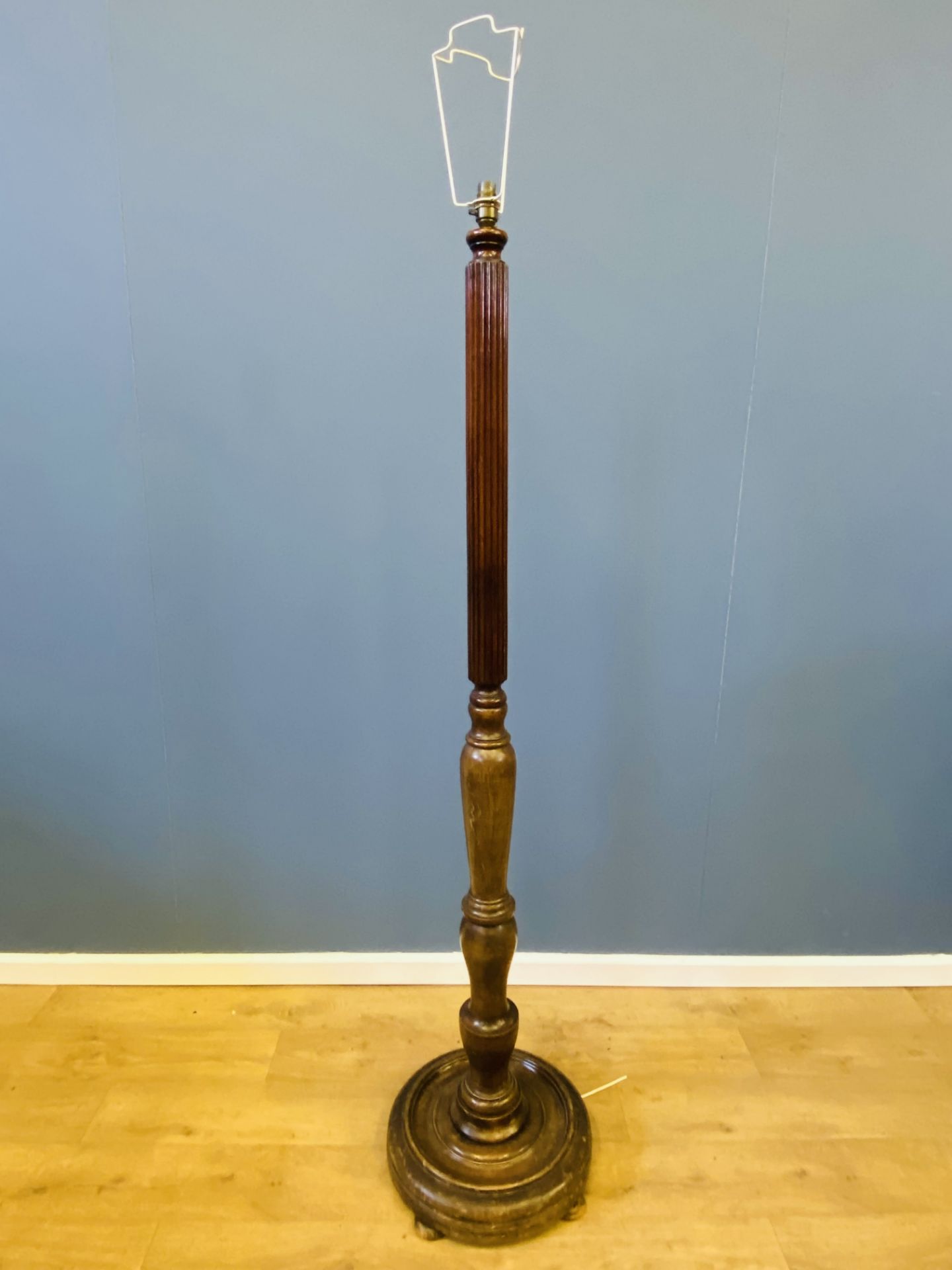 Turned mahogany standard lamp