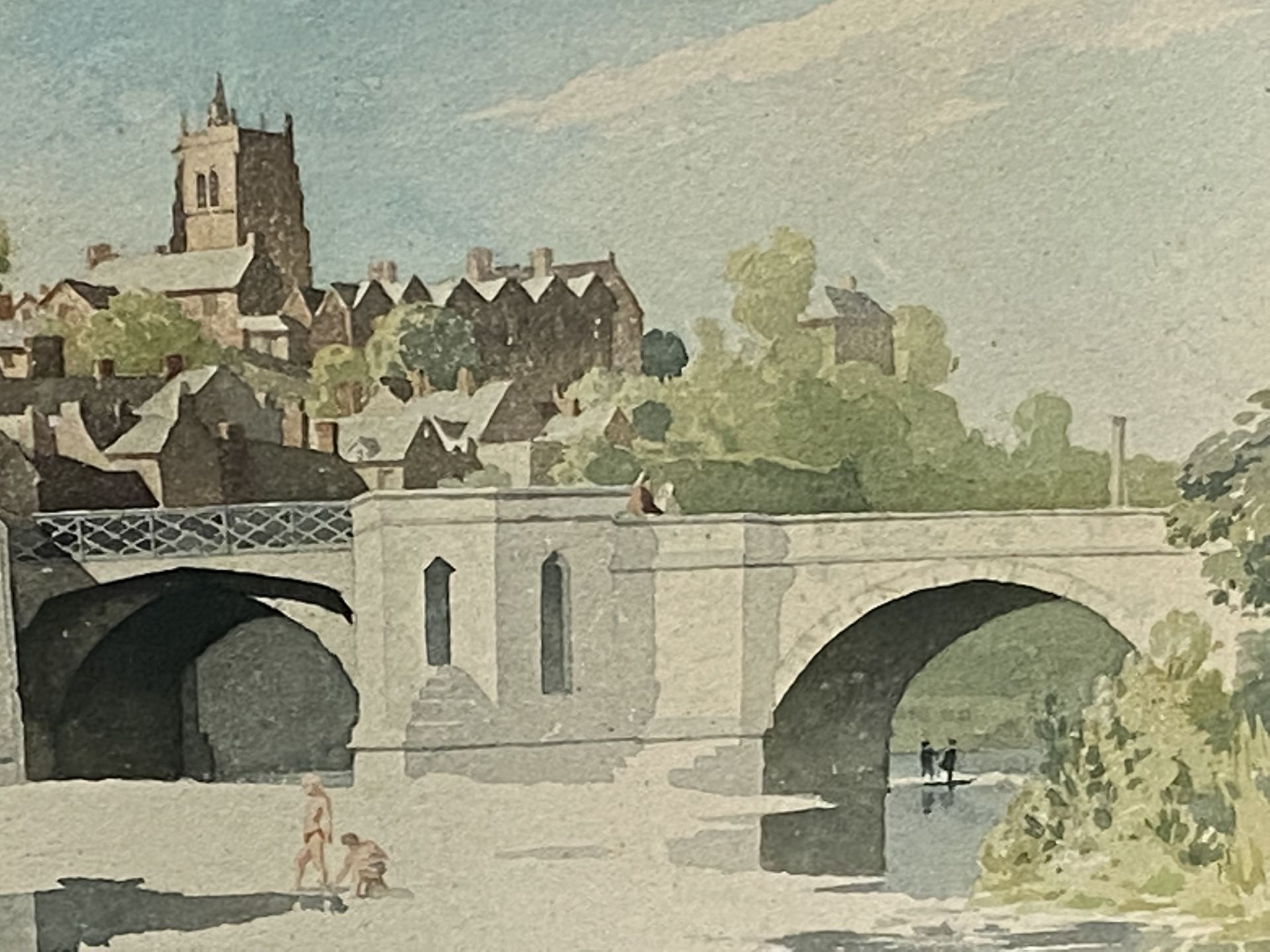 Framed and glazed watercolour of Bridgnorth