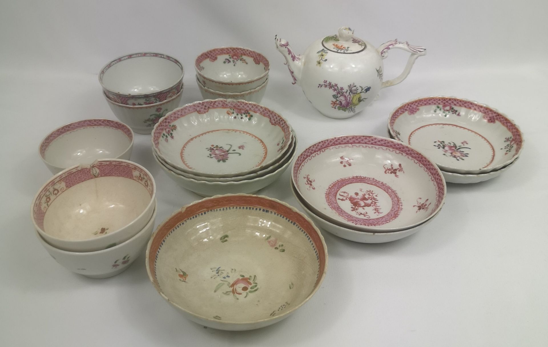 Meissen porcelain teapot together with a quantity of porcelain bowls