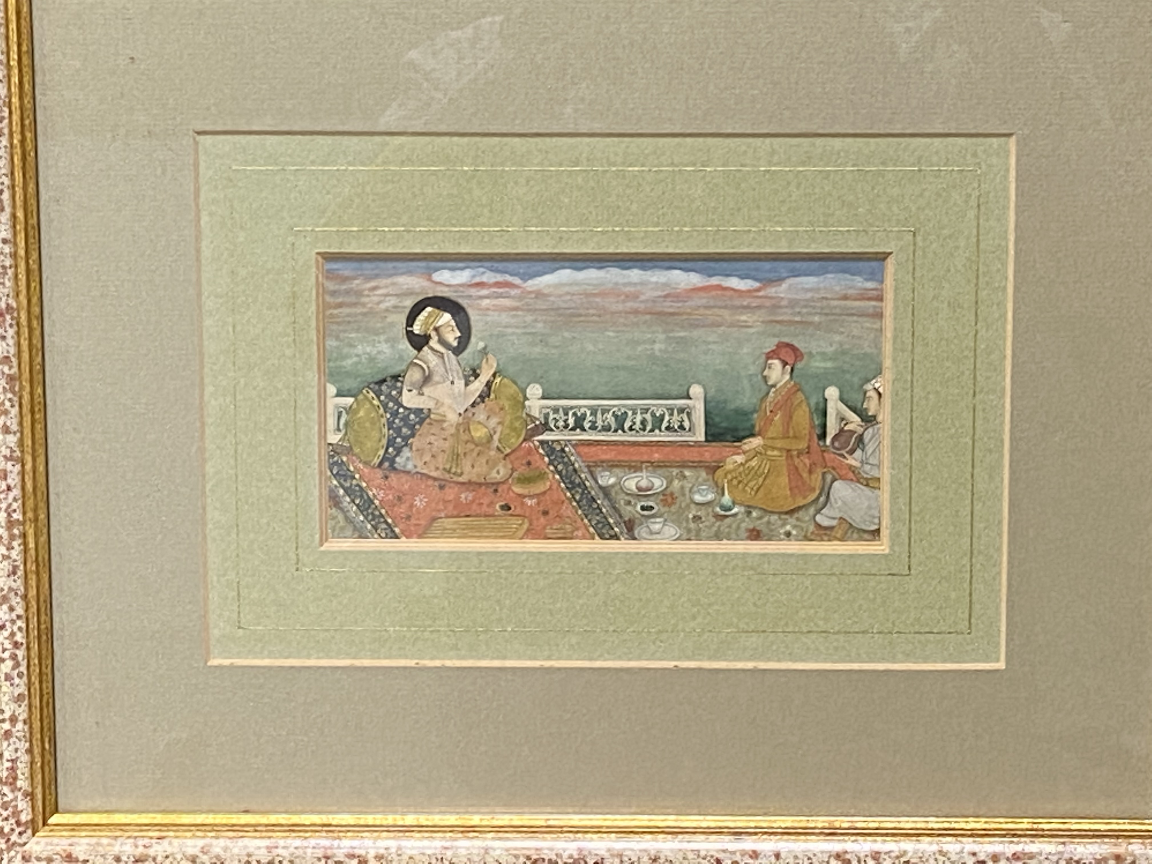 19th century framed and glazed watercolour of Shah Jahan - Image 5 of 5