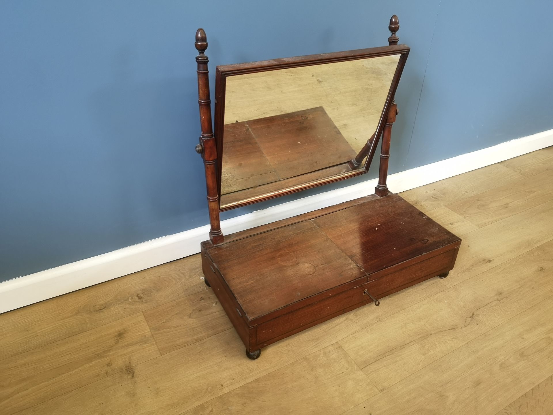 Mahogany veneer toilet mirror - Image 3 of 5