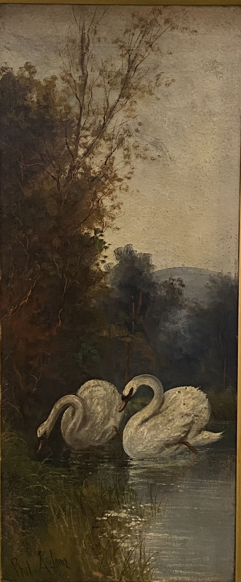 Two framed oils of swans, signed Phil Adams - Image 2 of 7