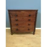 19th century mahogany bow fronted chest of drawers