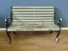 Cast iron garden bench and wood seat